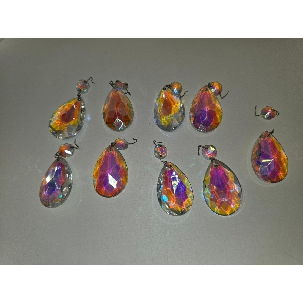 Aurora‎ Borealis chandelier droplets iridescent finish heavy vintage